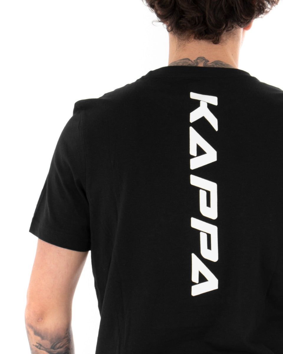 Kappa Men's T-shirt Cotit Logo Print Retro Round Neck Black Cotton Crew Neck GIOSAL