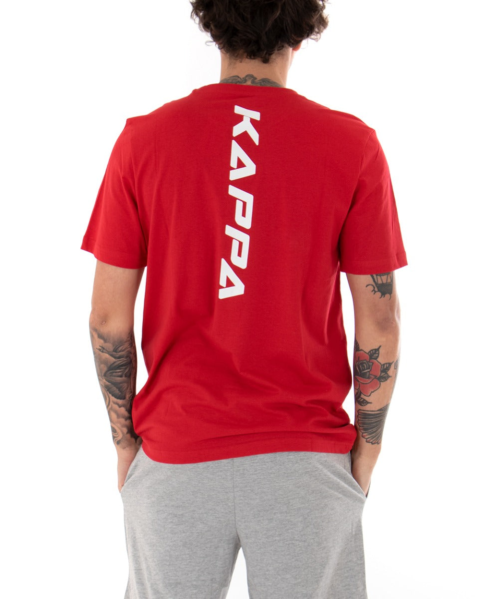 Kappa Men's T-shirt Cotit Logo Print Retro Round Neck Red Cotton Crew Neck GIOSAL