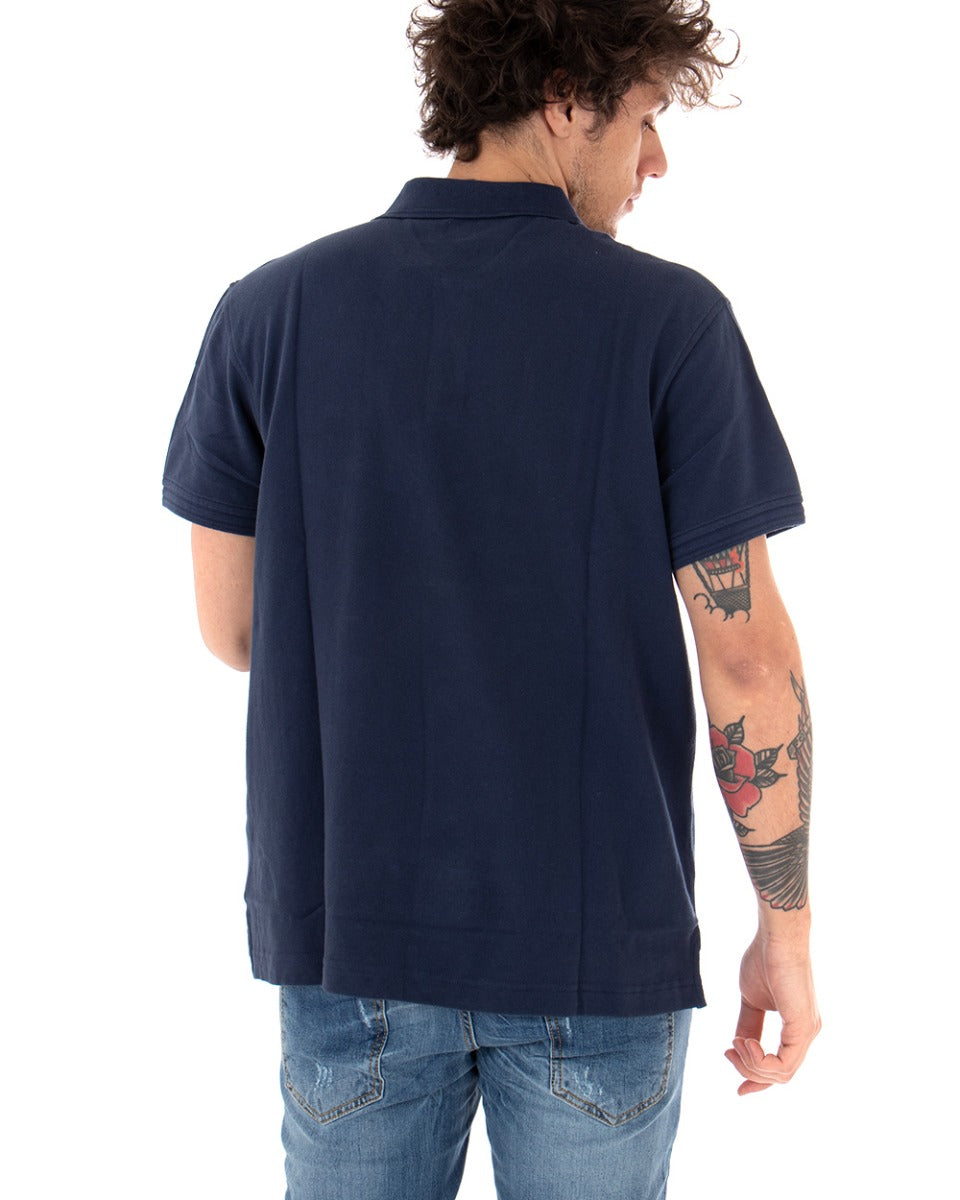 Men's Polo T-shirt Levi's Logo Small Collar Solid Color Blue Casual GIOSAL