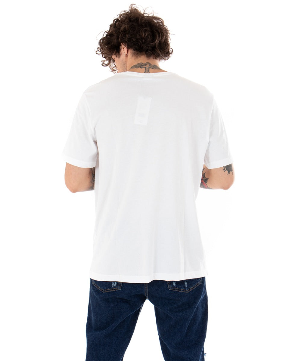 T-shirt Uomo Fila Logo Piccolo Unwind Bianco Cotone Casual Maniche Corte GIOSAL-TS2536A