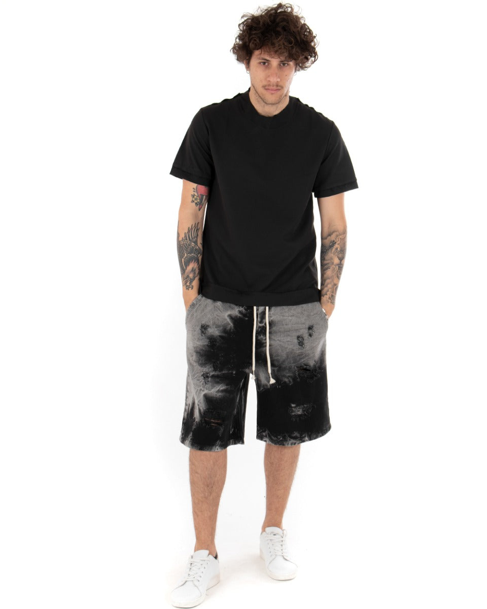 Men's T-Shirt Solid Black T-Shirt Lapels Short Sleeves Casual Basic GIOSAL