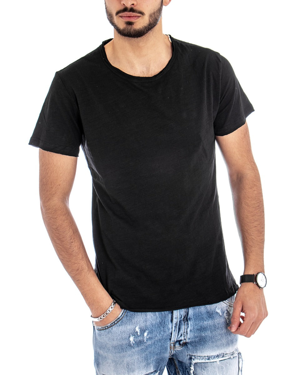 Men's T-shirt Crew Neck Solid Color Black Short Sleeve Casual Basic GIOSAL