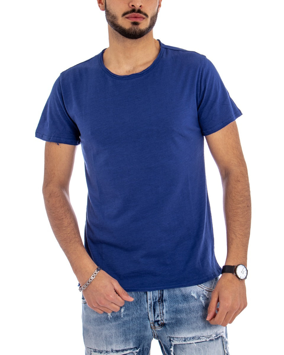 Men's T-shirt Crew Neck Solid Color Royal Short Sleeve Casual Basic GIOSAL