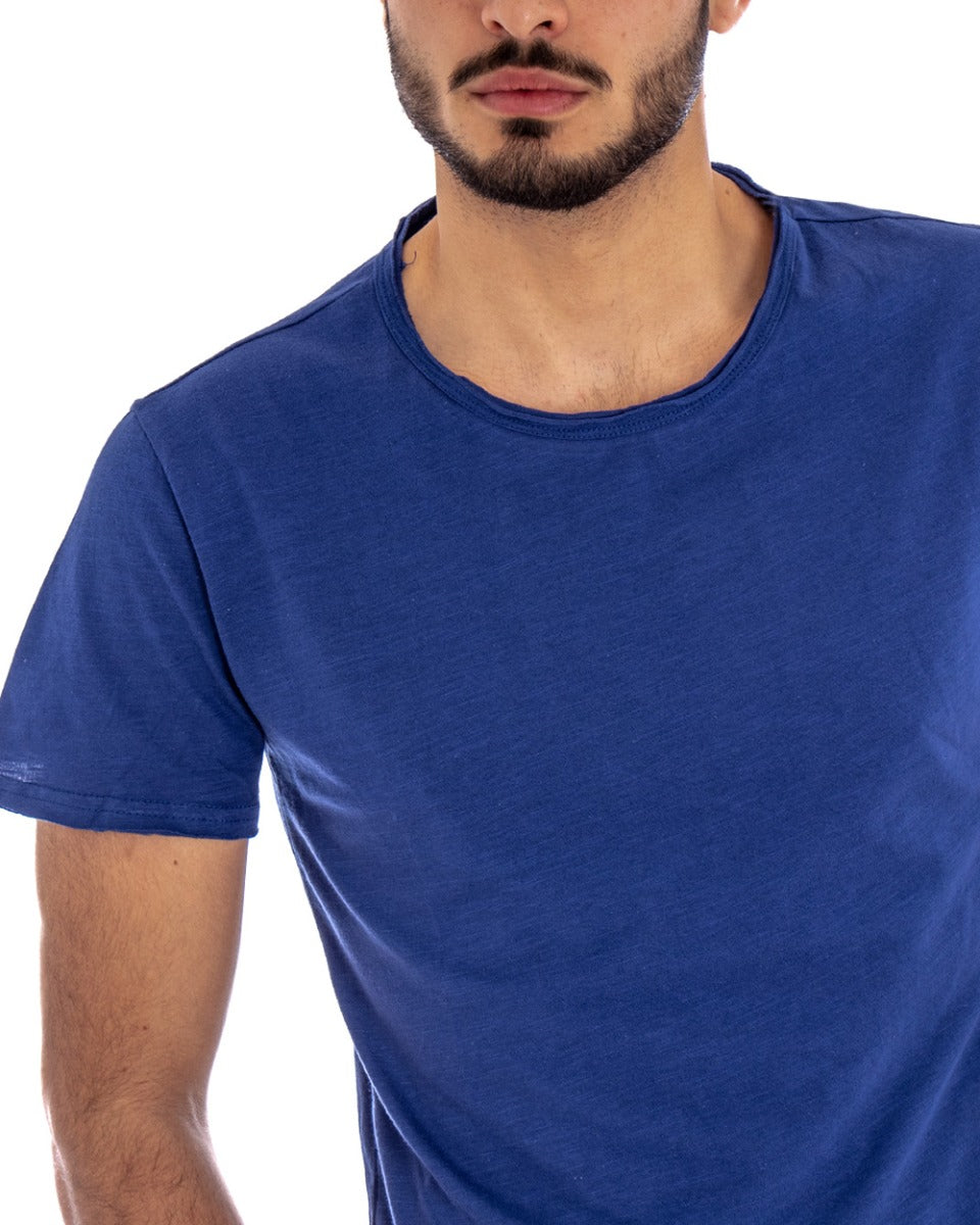 Men's T-shirt Crew Neck Solid Color Royal Short Sleeve Casual Basic GIOSAL