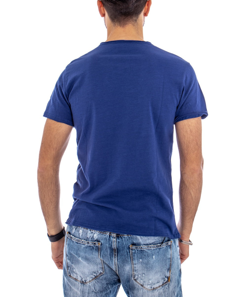 Men's T-shirt Crew Neck Solid Color Royal Short Sleeve Casual Basic GIOSAL