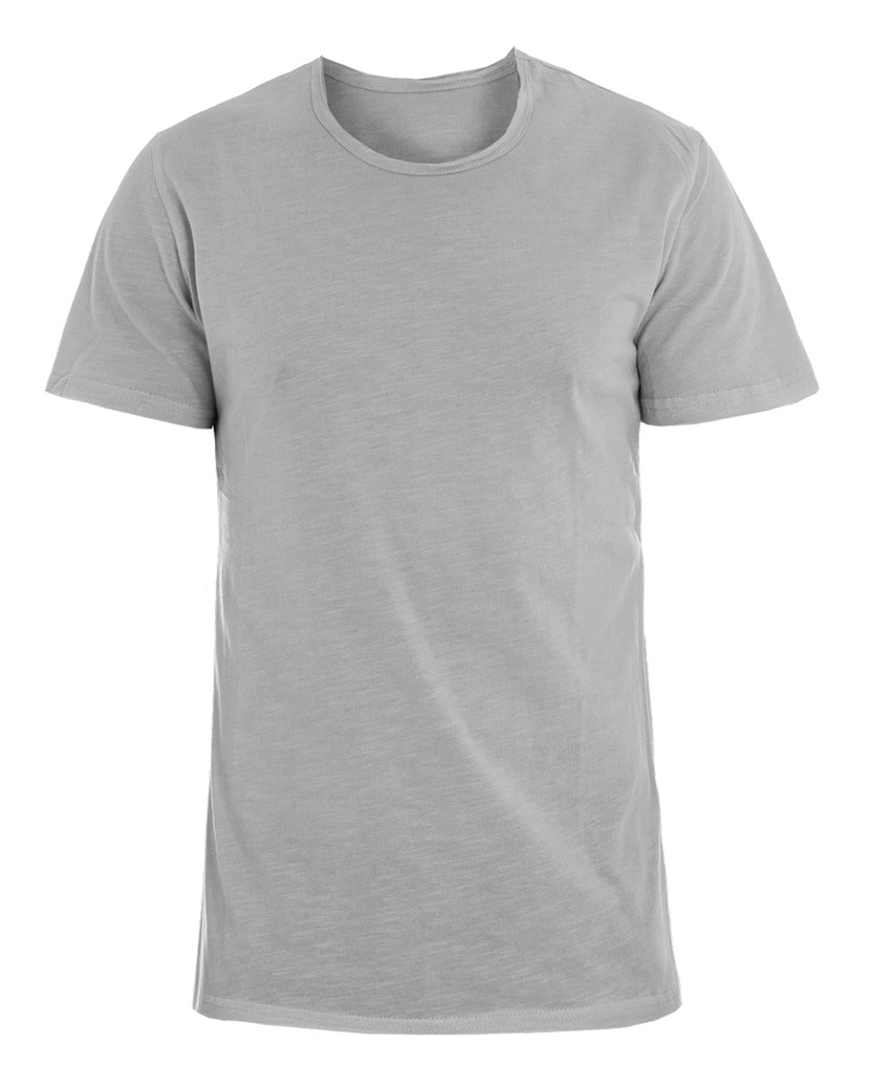Men's Crew Neck Solid Color Gray Short Sleeve Casual Basic T-shirt GIOSAL