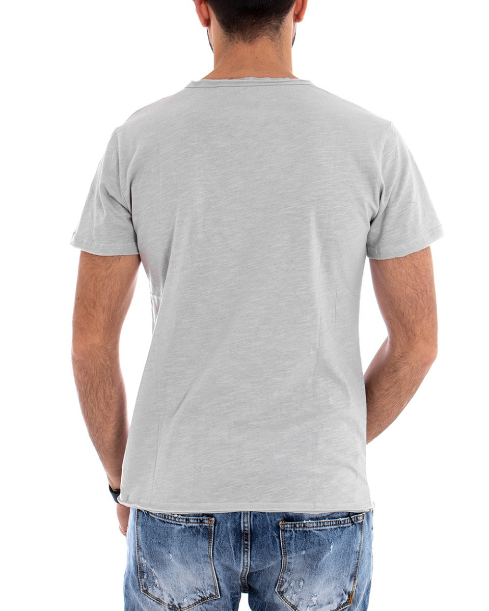 Men's Crew Neck Solid Color Gray Short Sleeve Casual Basic T-shirt GIOSAL