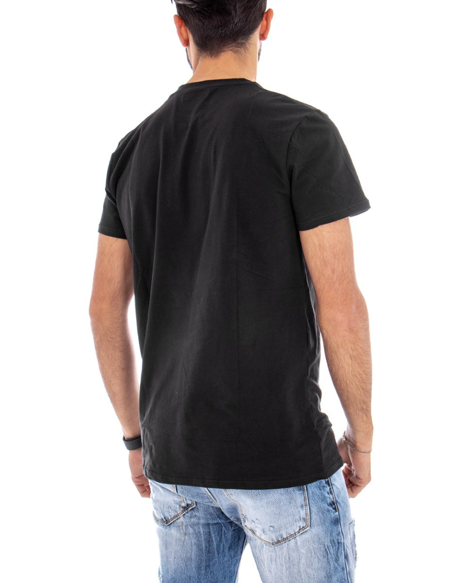 Men's T-shirt Short Sleeve Solid Color Black Round Neck Basic Casual GIOSAL