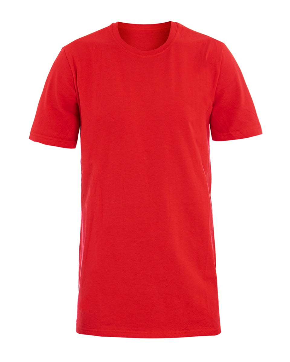 T-shirt Uomo Manica Corta Tinta Unita Rosso Girocollo Basic Casual GIOSAL-TS2580A