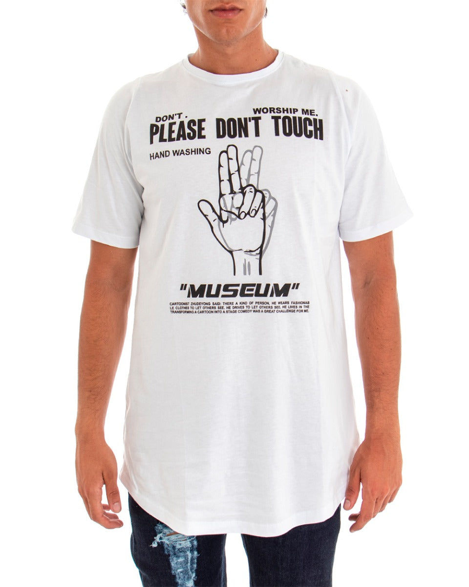 Men's T-shirt Short Sleeve Over Shirt Solid Color White GIOSAL Print