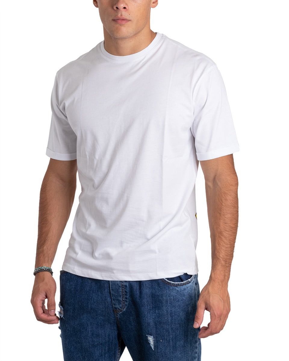 Men's T-shirt Short Sleeve Round Neck Retro Print White Casual GIOSAL