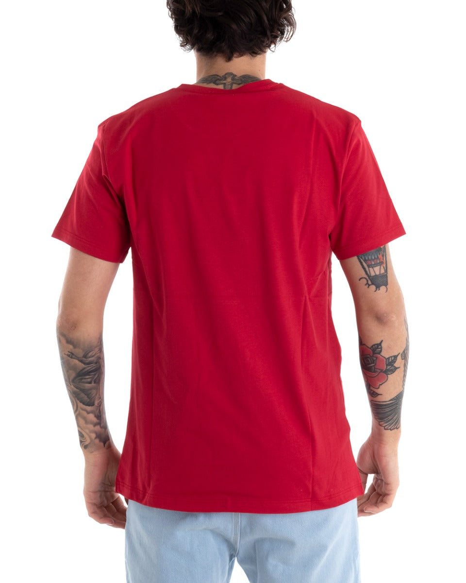 Men's T-shirt Short Sleeve Print Crew Neck Red Casual GIOSAL