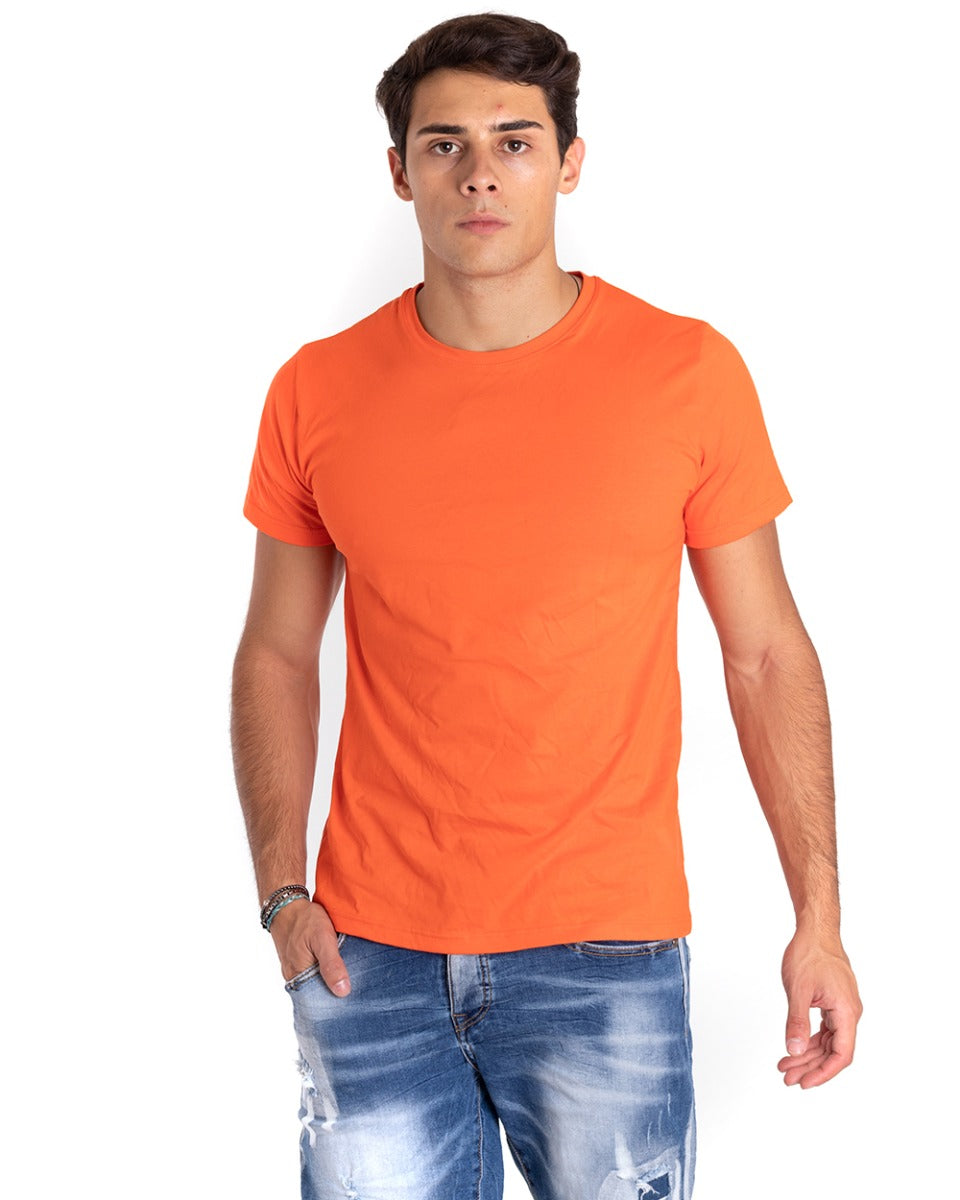 T-shirt Uomo Manica Corta Arancione Casual GIOSAL