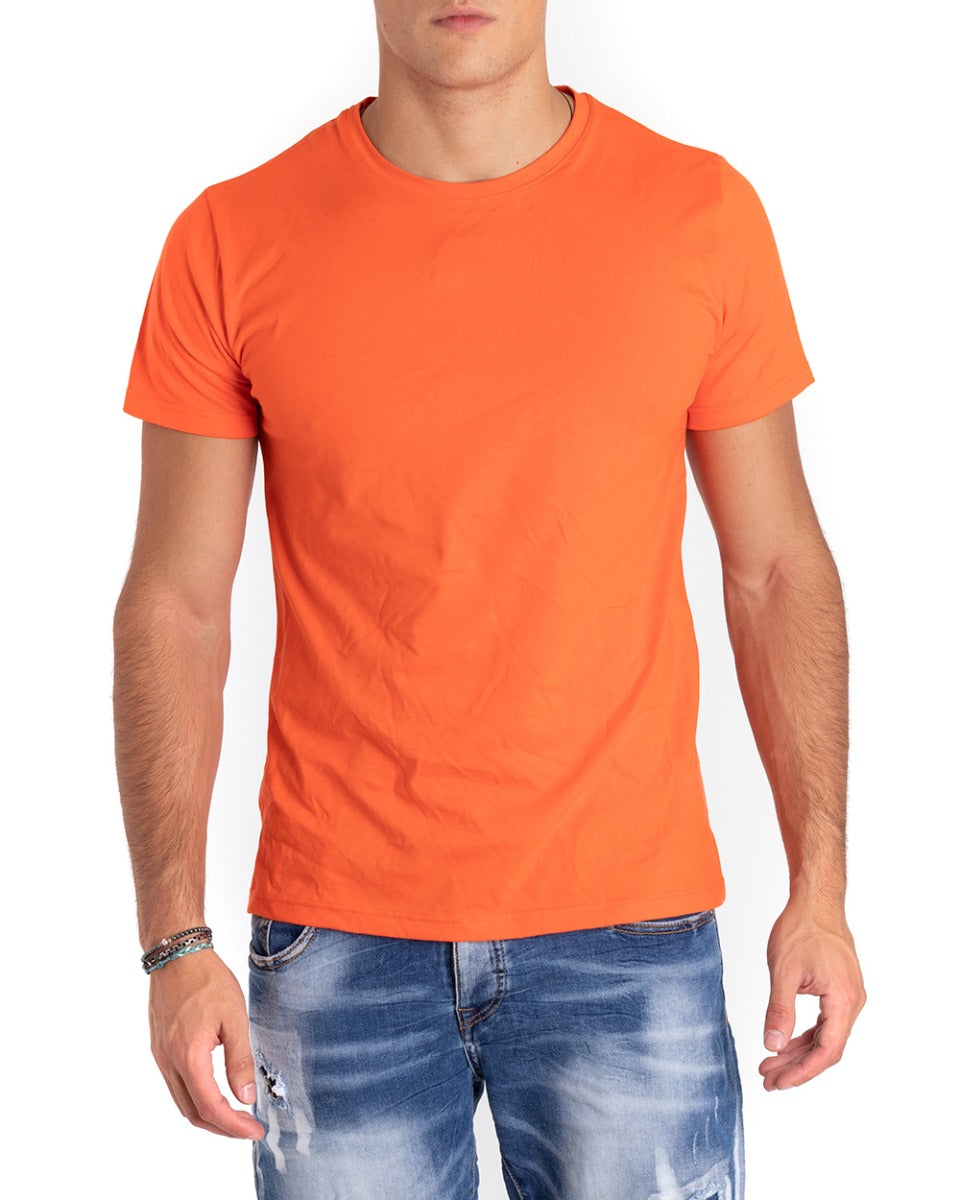 T-shirt Uomo Manica Corta Arancione Casual GIOSAL