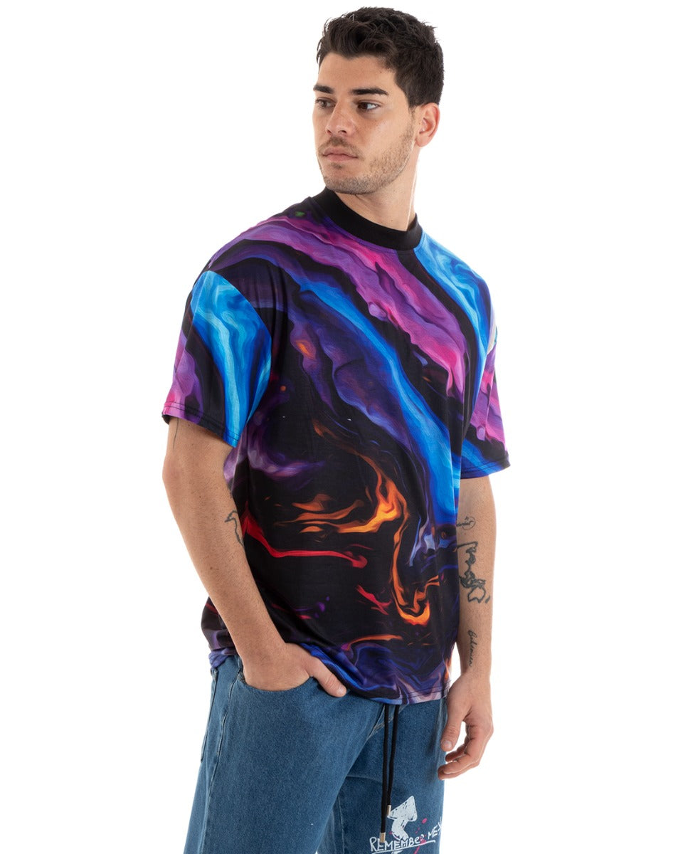T-Shirt Uomo Tie Dye Manica Corta Girocollo Multicolore GIOSAL - TS2902A