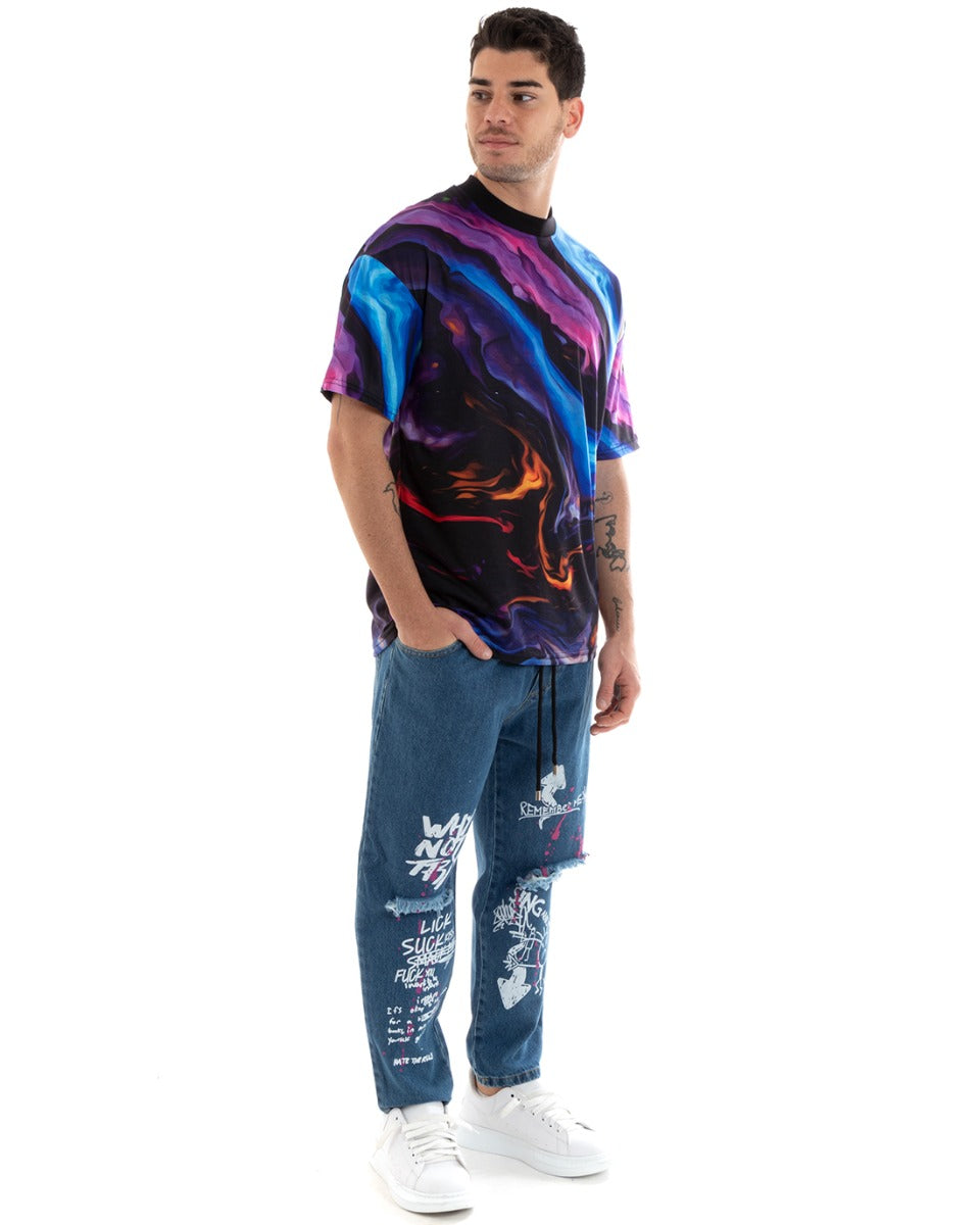 T-Shirt Uomo Tie Dye Manica Corta Girocollo Multicolore GIOSAL - TS2902A