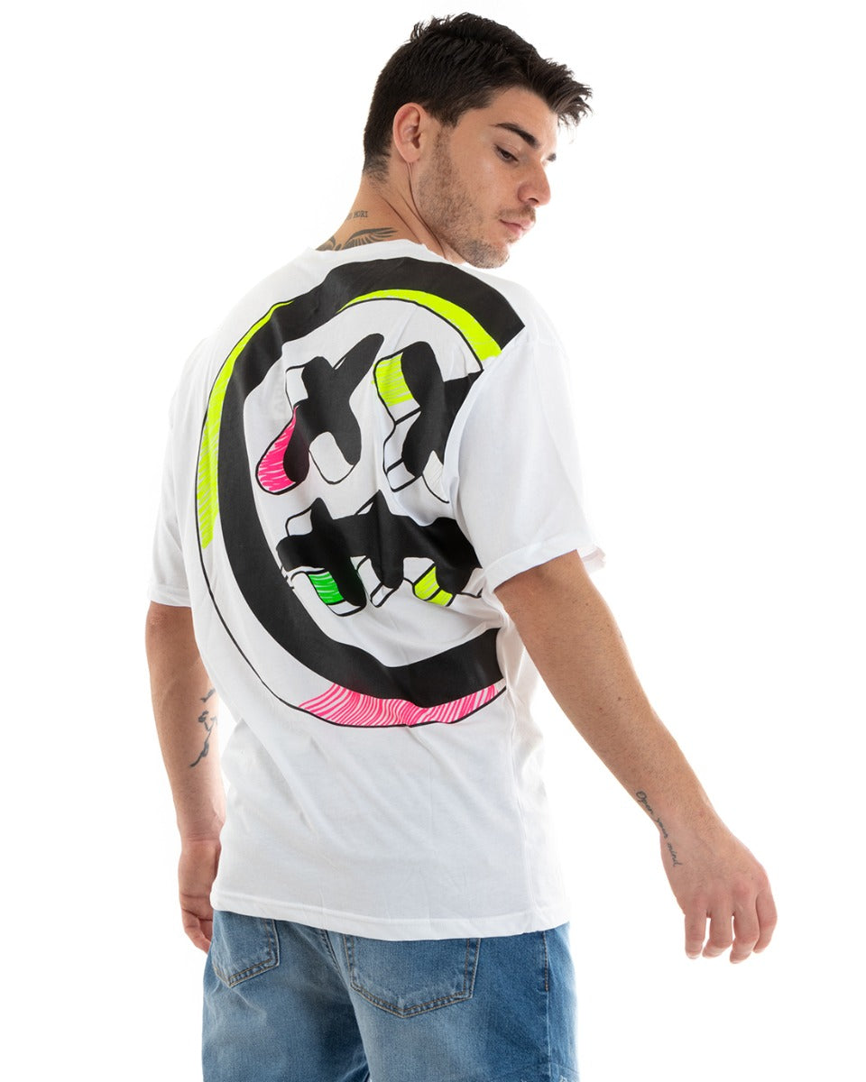 Men's T-Shirt With Print Short Sleeve Round Neck Cotton White GIOSAL - TS2905A