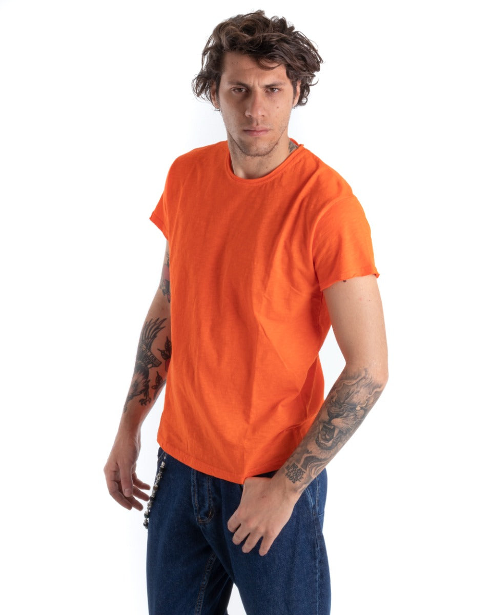 T-shirt Uomo Basic Tinta Unita Arancione Girocollo Manica Corta GIOSAL-TS2947A