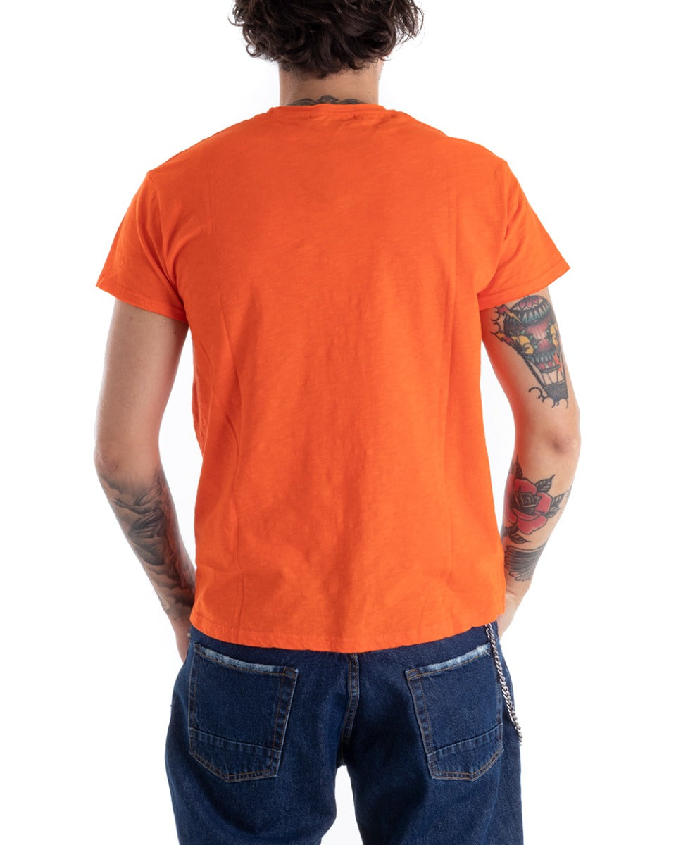 T-shirt Uomo Basic Tinta Unita Arancione Girocollo Manica Corta GIOSAL-TS2947A