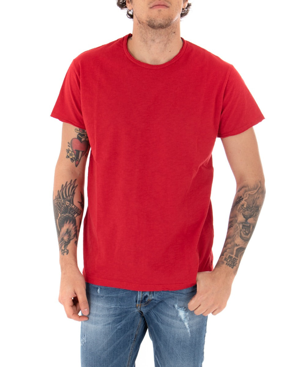 T-shirt Uomo Basic Tinta Unita Rossa Girocollo Manica Corta GIOSAL-TS2952A