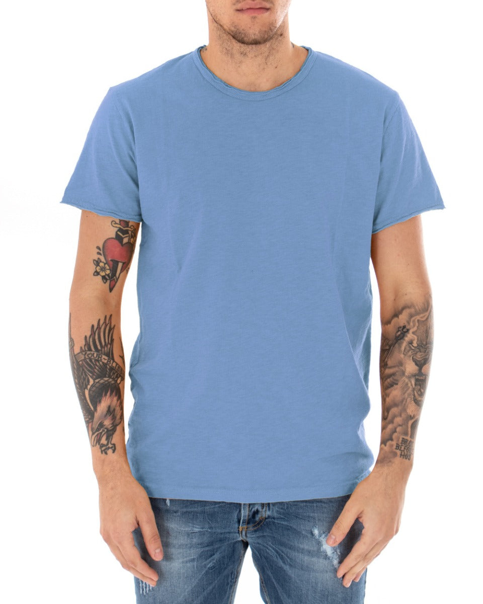 Basic Men's T-shirt Solid Color Powder Round Neck Short Sleeve GIOSAL-TS2954A