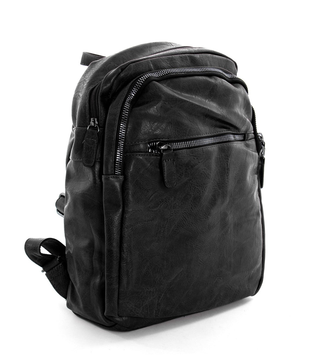 Backpack Shoulder Bag Men Unisex Faux Leather Vintage Black GIOSAL-ZU1038A
